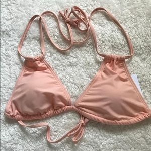 NWT Peach Tie Bikini Top